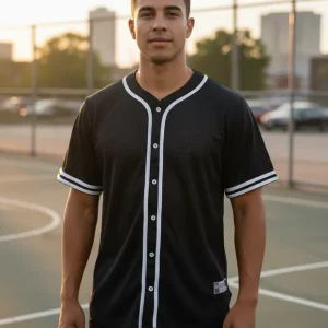CAMISETA TIPO BEISBOL 5B STYLE BOTONES MALLA FORRO TALLA L