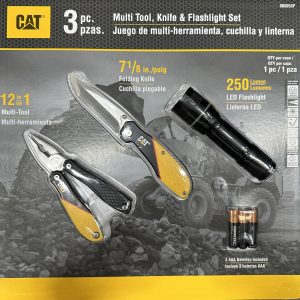 Juego CAT 3 piezas Multi Herramienta 980058 P Cuchilla y Linterna 12 en 1