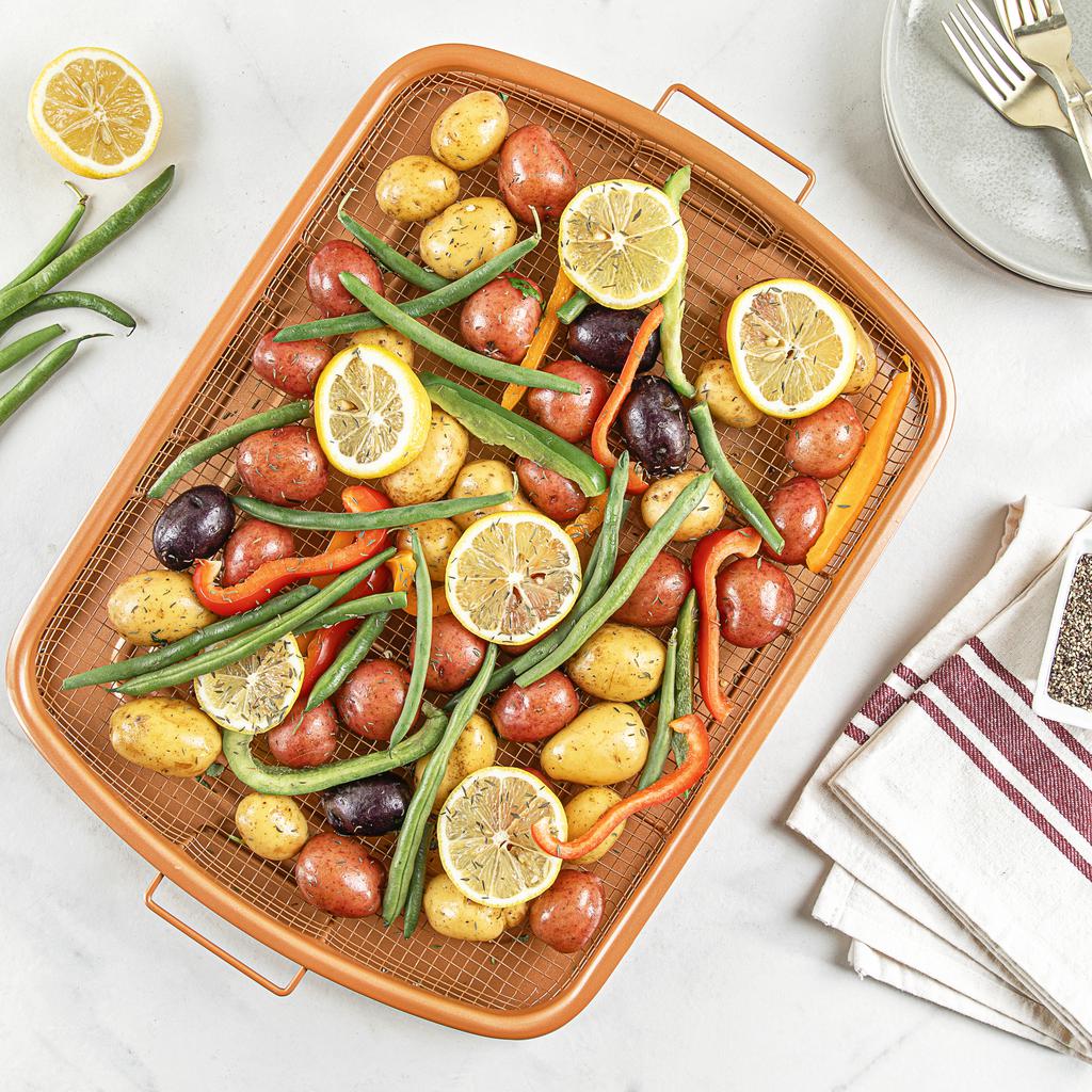 Bandeja Gotham Steel Pro Crisper Tray Xl Ceramica Horno 2 - Imagen 5
