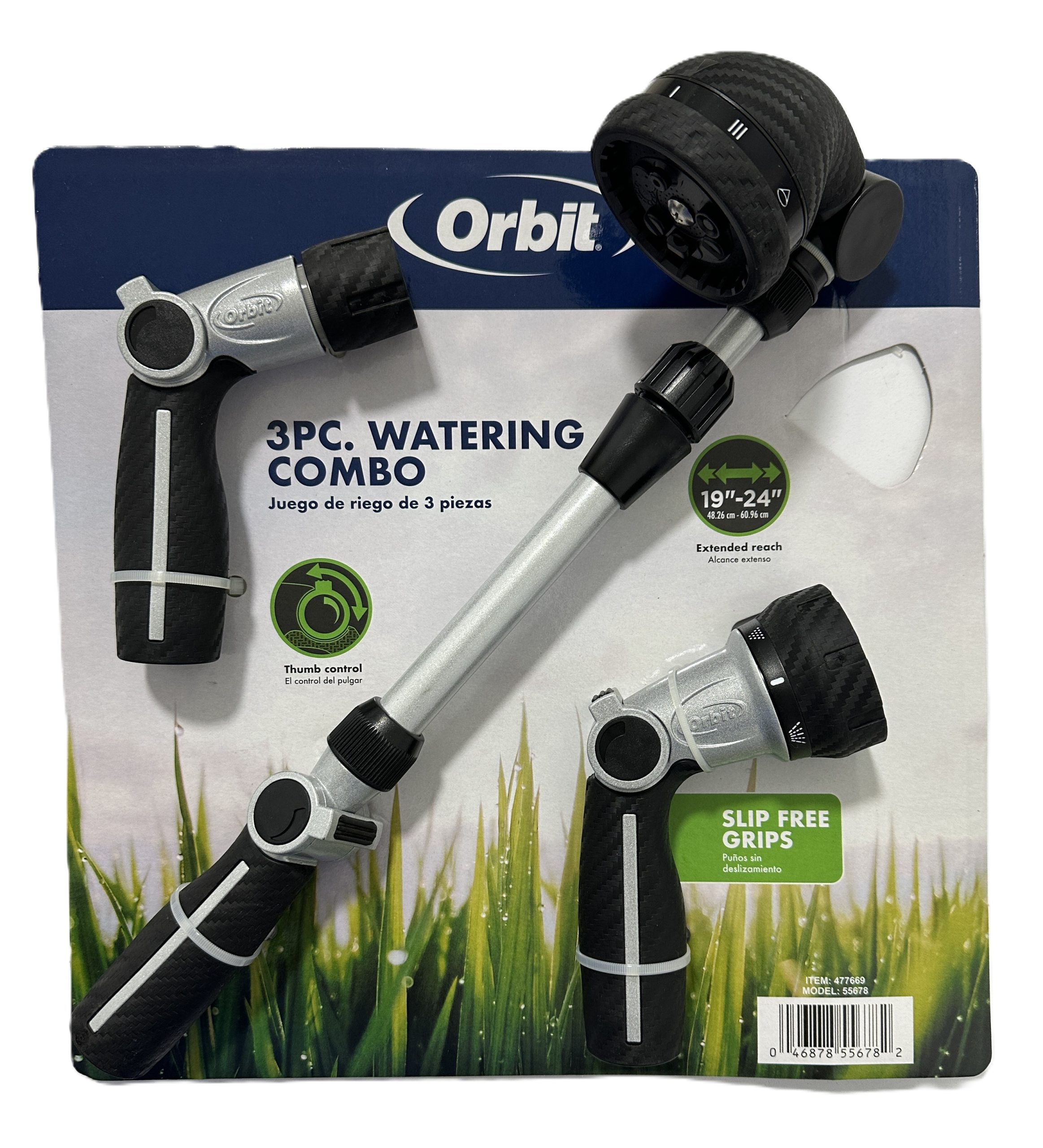 ORBIT JUEGO DE RIEGO X 3 BOQUILLAS JARDIN PATIO MANGUERA