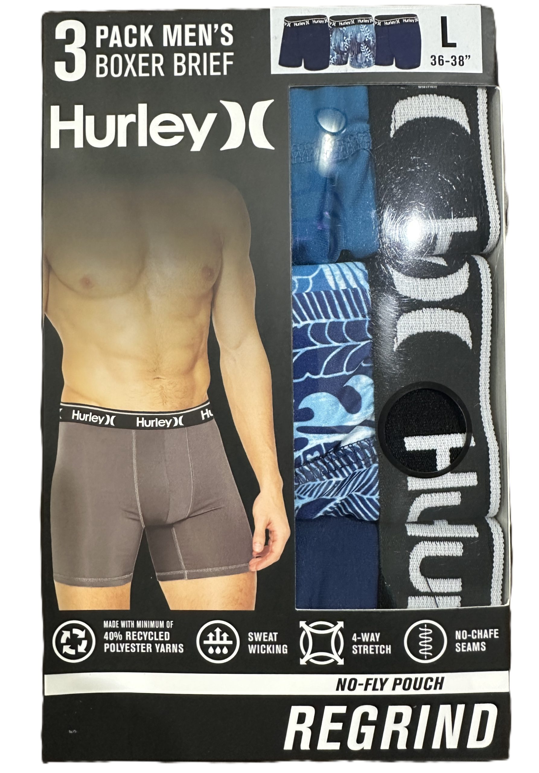 BOXER BRIEF HURLEY REGRIND PAQ X 3 TALLAS L / XL