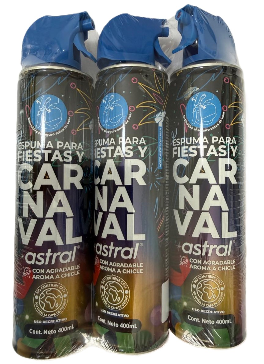 Espuma Fiestas Carnaval Hora Loca 400 Ml X3 Aroma Chicle - Imagen 2