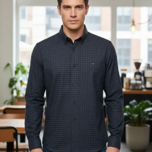 Camisa Tommy Hilfiger Manga Larga Slim Fit Stretch Cuadritos TALLA M / XL