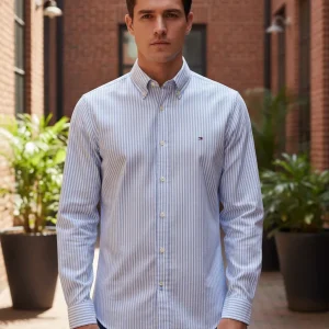 Camisa Tommy Hilfiger Manga Larga Slim Fit Stretch Rayas tallas M / L