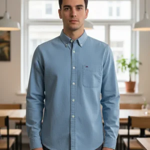 Camisa Tommy Hilfiger Denim Manga Larga Slim Fit Talla AZUL ACERO 3xl