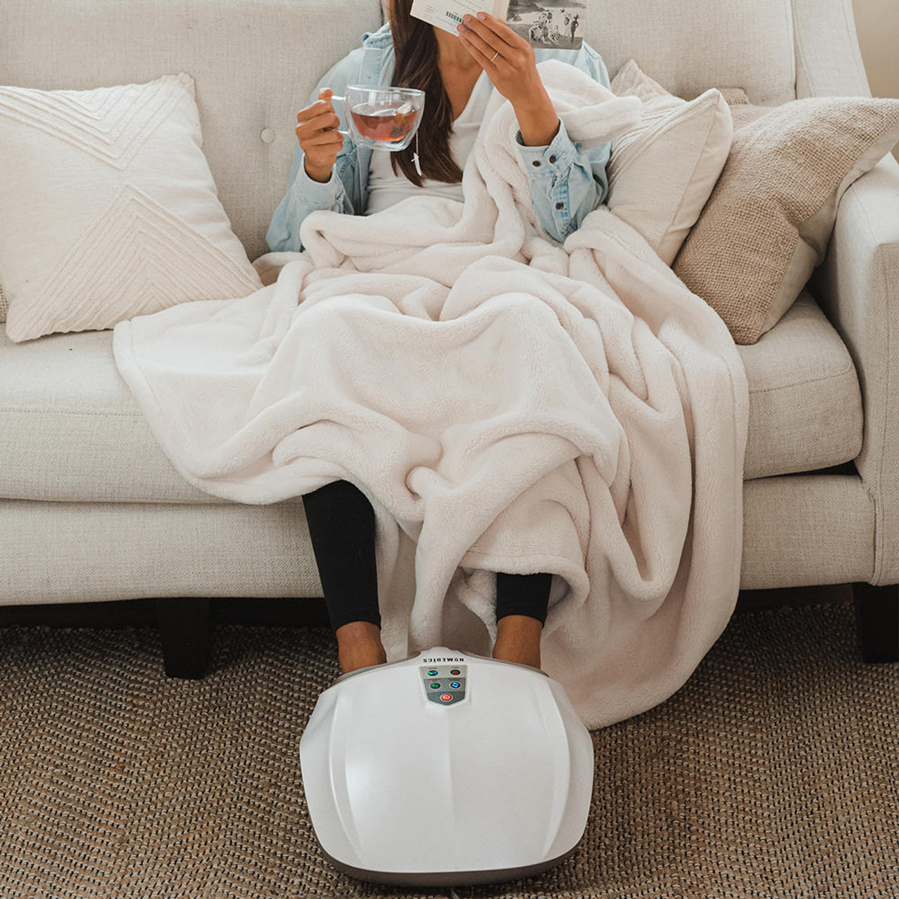 Masajeador Pies Homedics Shiatsu Air 2.0 Con Calor Fms-351hj Blanco 110v - Imagen 5