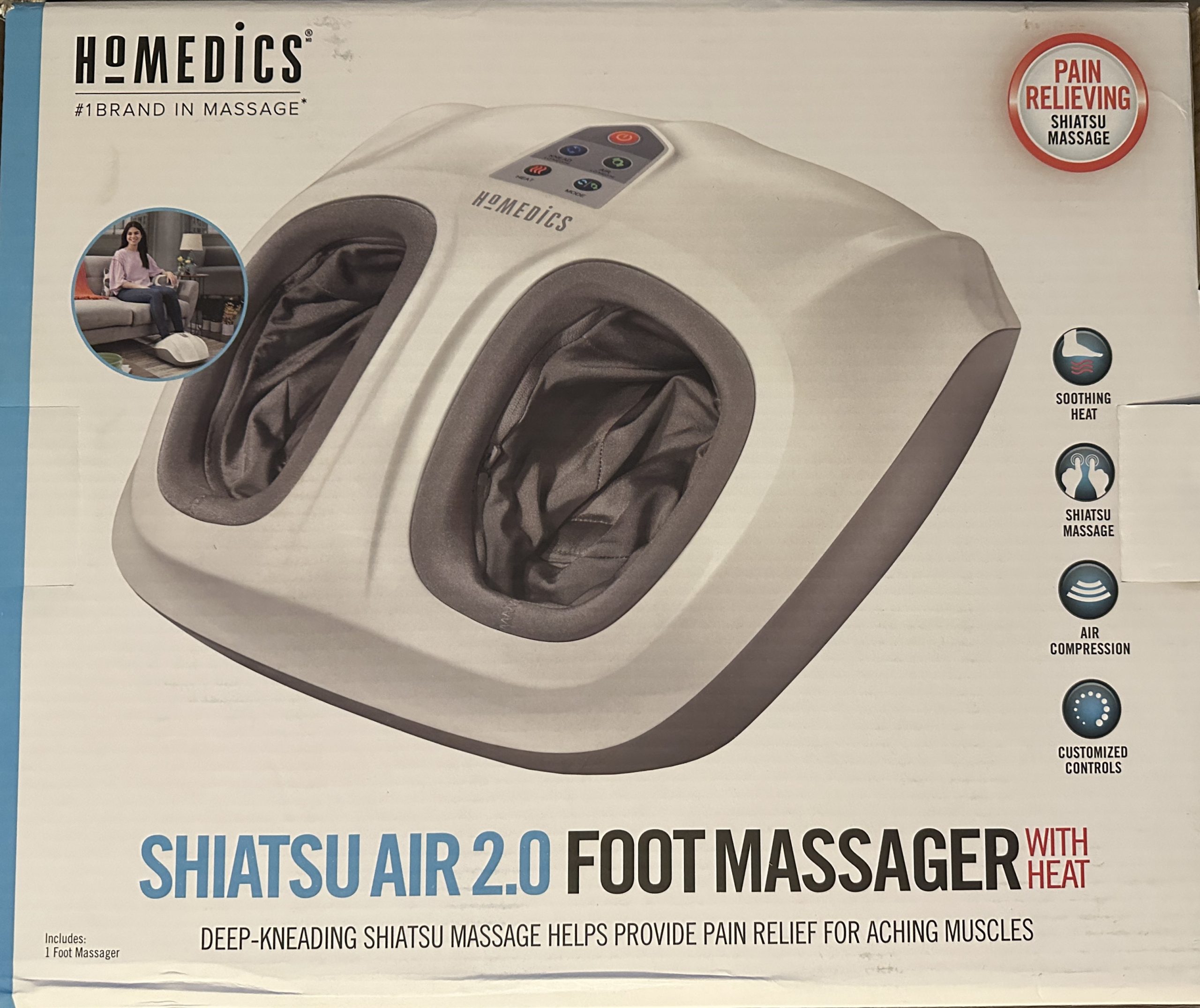 Masajeador Pies Homedics Shiatsu Air 2.0 Con Calor Fms-351hj Blanco 110v - Imagen 11