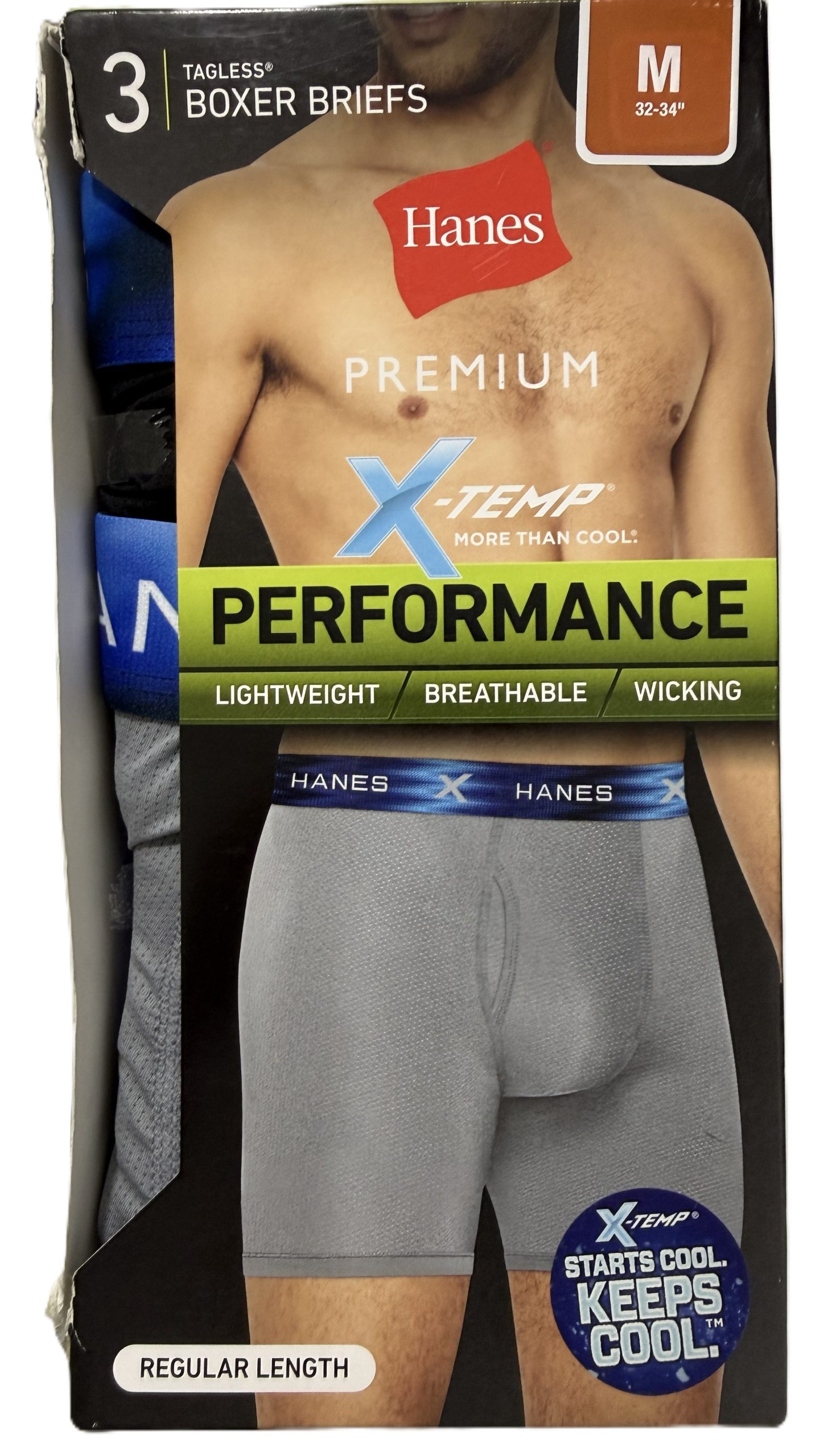 Hanes Boxer Briefs Premium X Temp Performance Pack X3 TALLA M