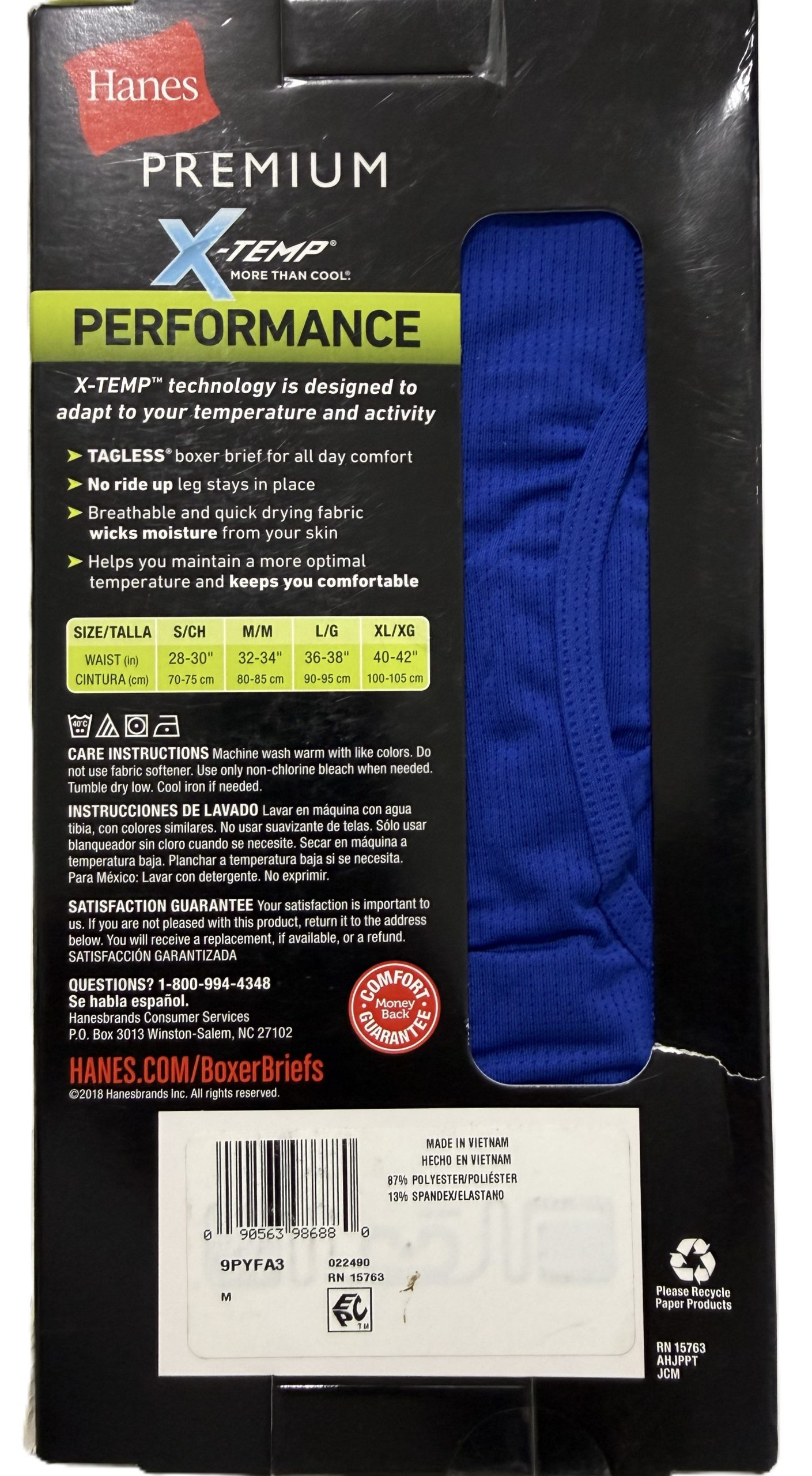 Hanes Boxer Briefs Premium X Temp Performance Pack X3 TALLA M - Imagen 3
