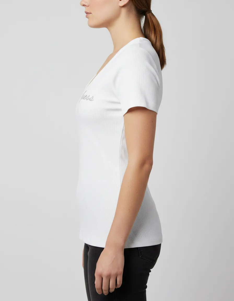 Blusa Guess Mujer Cuello V Logo TALLA M - Imagen 5