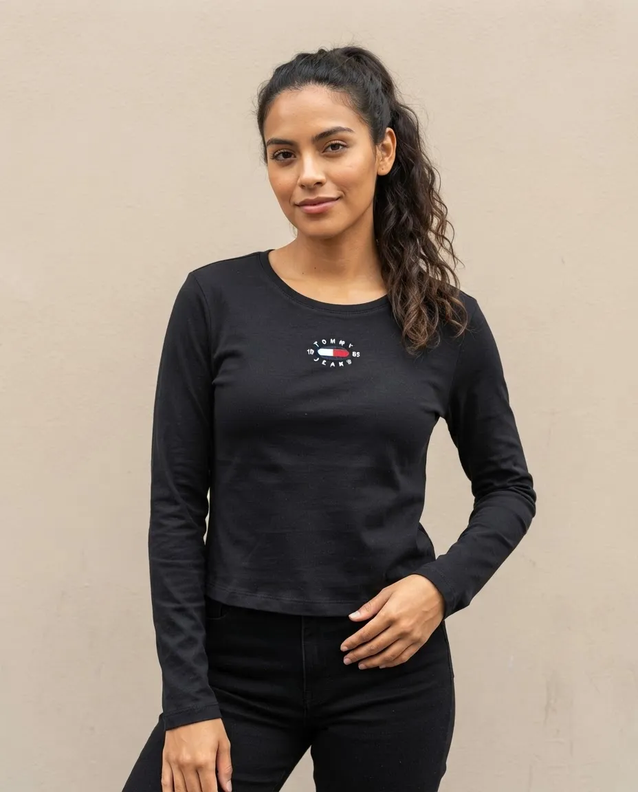 Blusa Tommy Hilfiger Manga Larga Para Mujer Talla L - Imagen 2