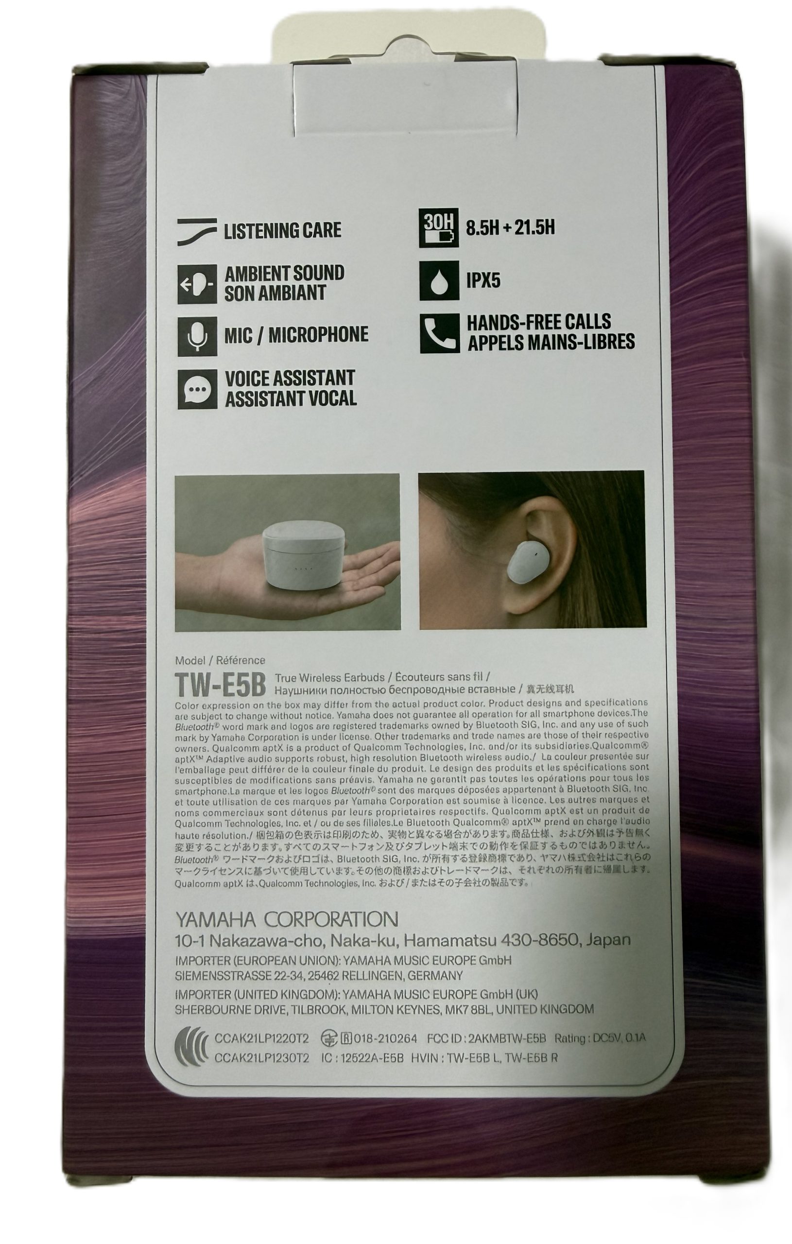 Auriculares Yamaha Tw-e5b Wireless Bluetooth Ipx5 - Imagen 3